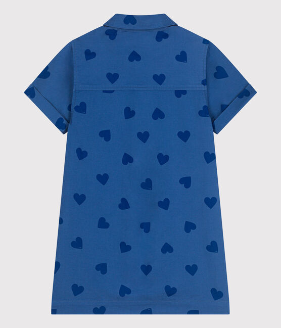 Robe enfant  manches courtes en coton cœurs bleu ALASKA FONCE/ MEDIEVAL