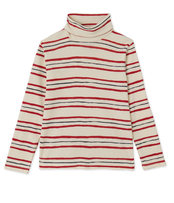 Sous-pull fille Petit Bateau & Ines de la Fressange Paris beige COQUILLE/blanc MULTICO