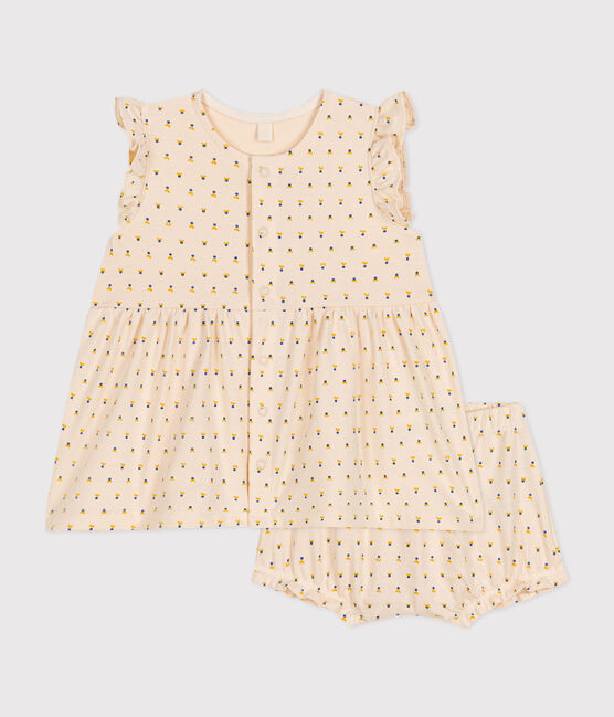 Robe sans manche avec bloomer en jersey léger bébé blanc AVALANCHE/ MULTICO
