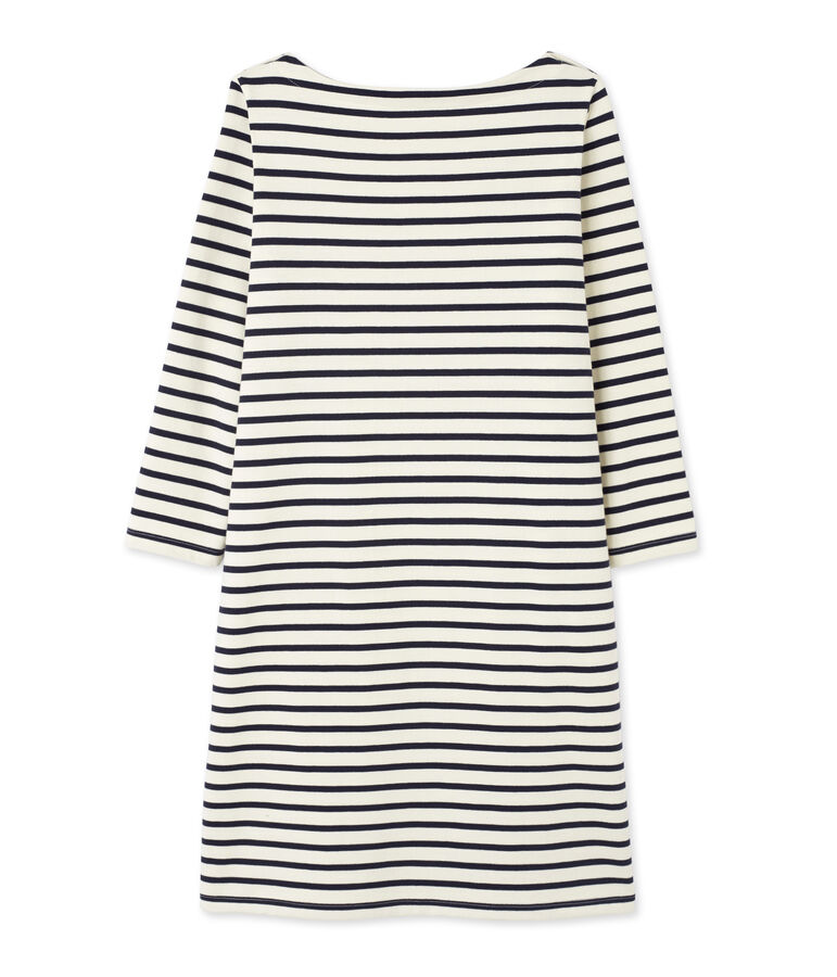 Robe marini&egrave;re femme en jersey lourd blanc/bleu