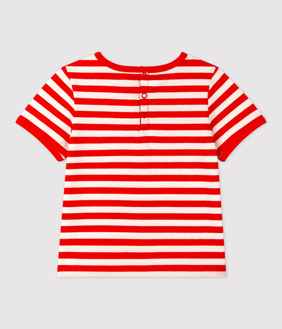 Tee-shirt manches courtes rayé en jersey bébé rouge PEPS/blanc MARSHMALLOW