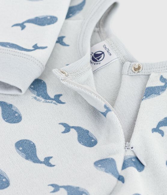 Pyjama zippé bébé en velours imprimé baleines CO2/ ADRIATIC