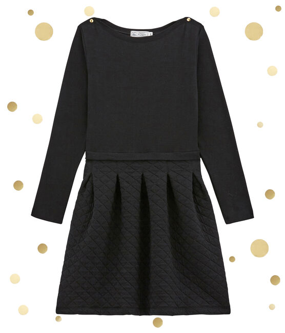 Robe bi-matière femme taille coupée noir NOIR