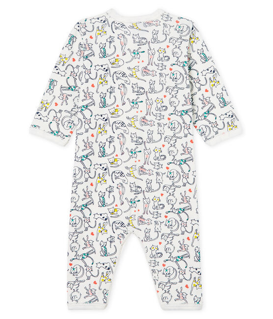 Dors bien sans pieds bébé fille en côte blanc MARSHMALLOW/blanc MULTICO