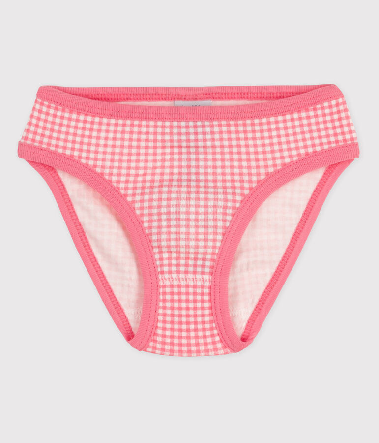 Culotte petite fille en coton blanc/rose