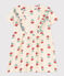 Robe manches courtes bébé  en gaze de coton imprimée blanc AVALANCHE/ MULTICO