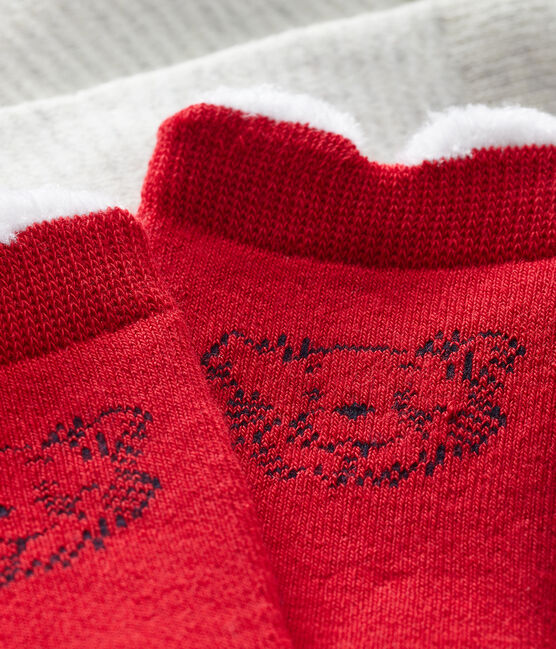 Lot de 2 paires de chaussettes bébé mixte rouge TERKUIT