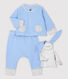 Ensemble 3 pièces bleu bébé en coton biologique