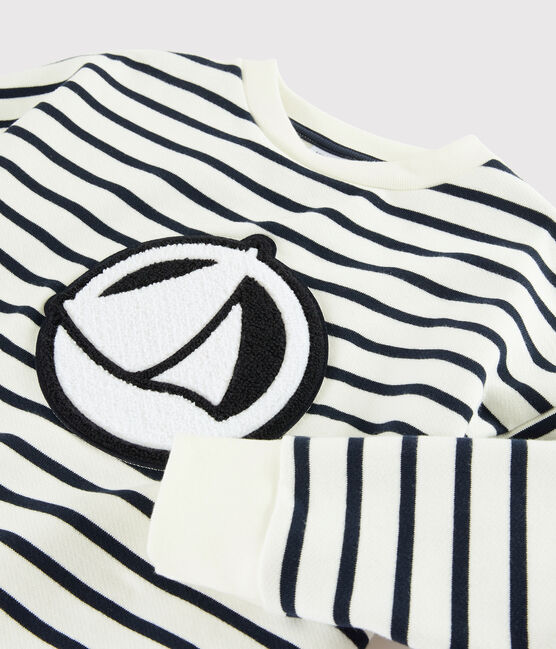 Sweatshirt enfant garçon blanc MARSHMALLOW/bleu SMOKING