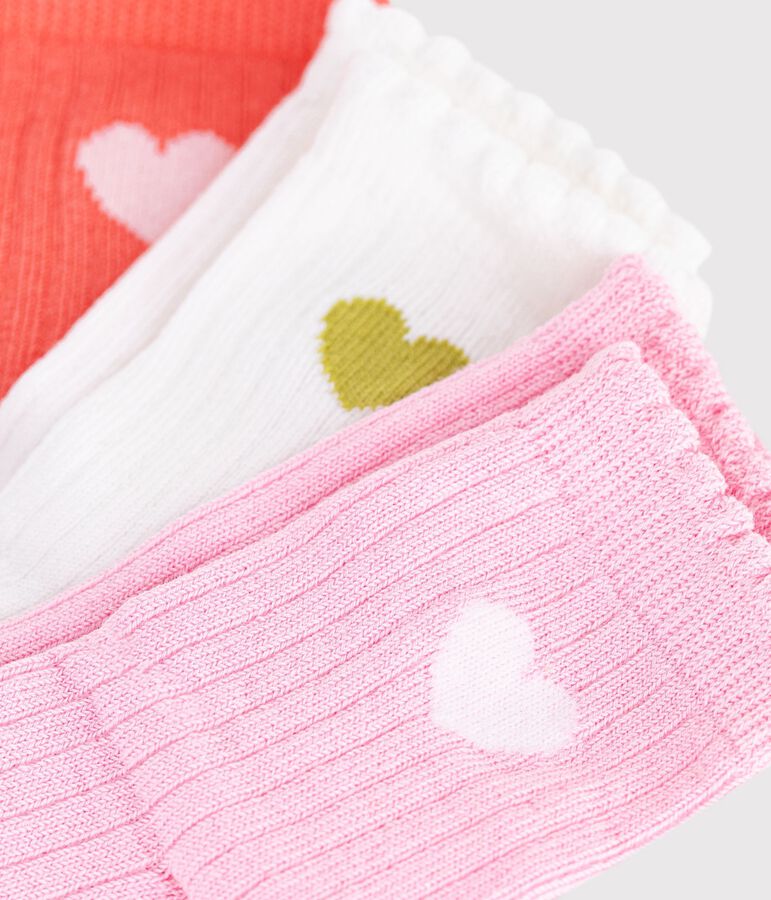 3 paires de chaussettes b&eacute;b&eacute; en coton avec c&oelig;ur multicouleur