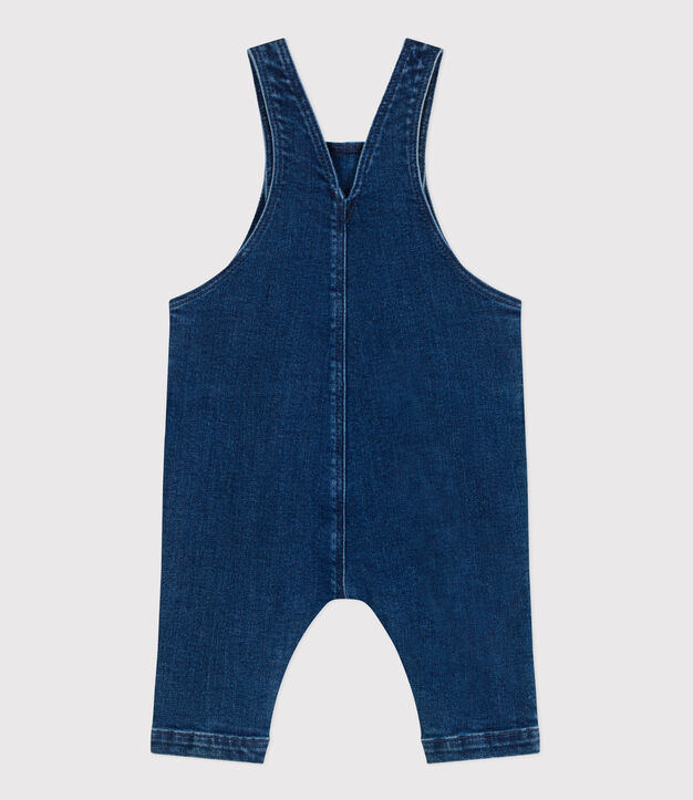 Salopette b&eacute;b&eacute; en jean &eacute;lasthanne jambes longues bleu