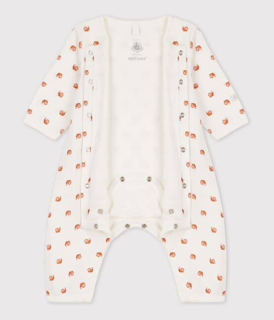 Bodyjama sans pieds imprimé bébé en coton blanc MARSHMALLOW/ ECUREUIL