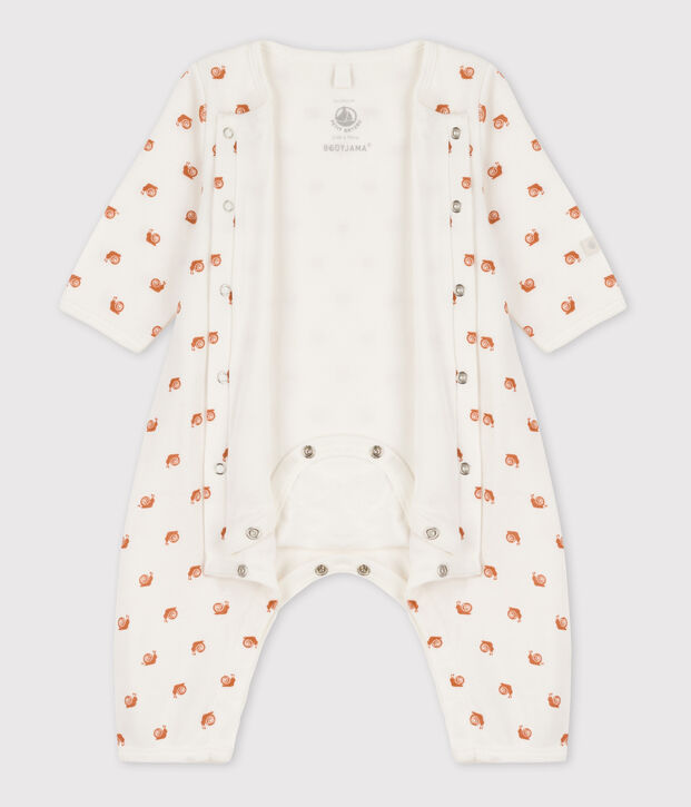 Bodyjama sans pieds imprim&eacute; b&eacute;b&eacute; en coton blanc/marron