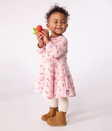 Robe bébé en coton manches longues imprimée fleurs