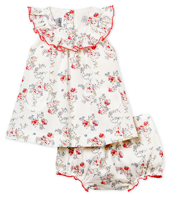 Robe Imprimee Et Bloomer Bebe Fille Marshmallow Cn Petit Bateau