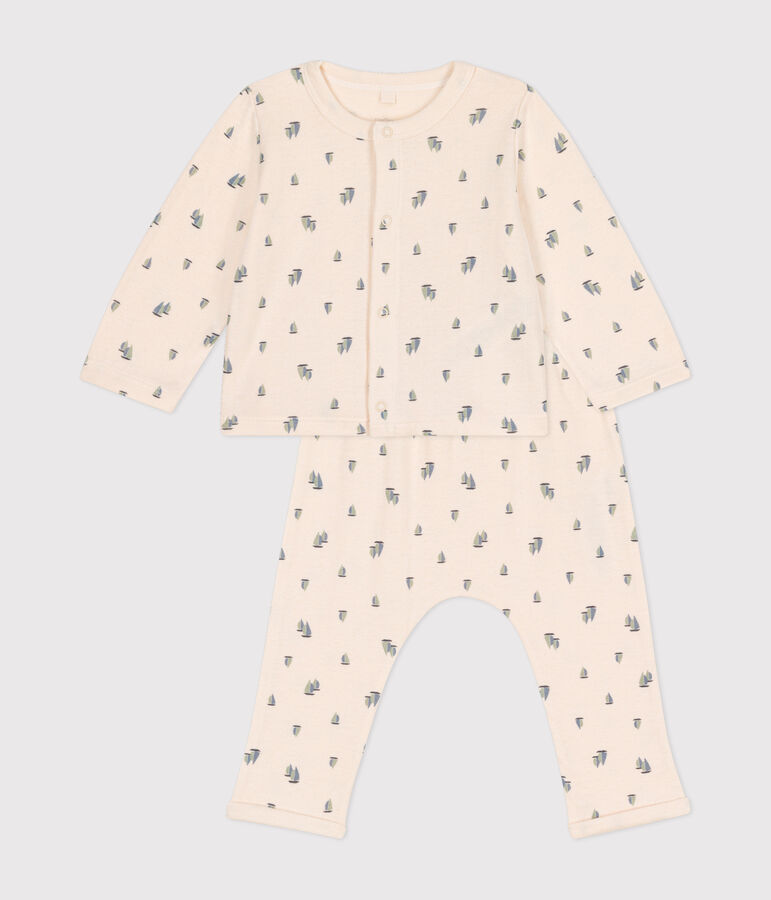 Ensemble 2 pi&egrave;ce en tubique b&eacute;b&eacute; &eacute;cru/multicouleur