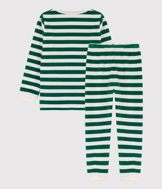 Pyjama  rayé en velours enfant EVERGREEN/ MARSHMALLOW