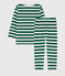 Pyjama  rayé en velours enfant EVERGREEN/ MARSHMALLOW