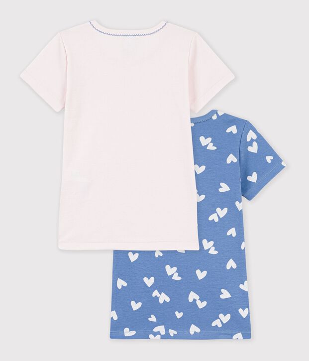 Lot de tee-shirts enfant en coton manches courtes &agrave; c&oelig;urs multicouleur