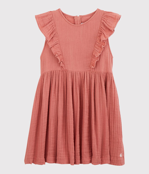 Robe en gaze de coton bio enfant fille rose