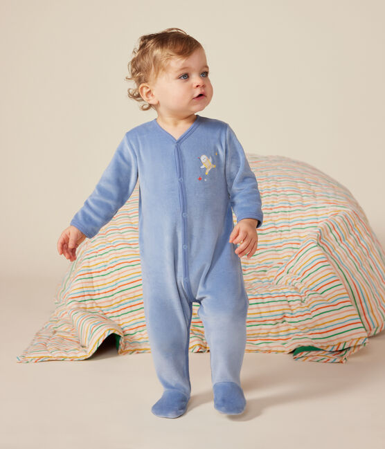 Pyjama en velours bébé bleu BEACH