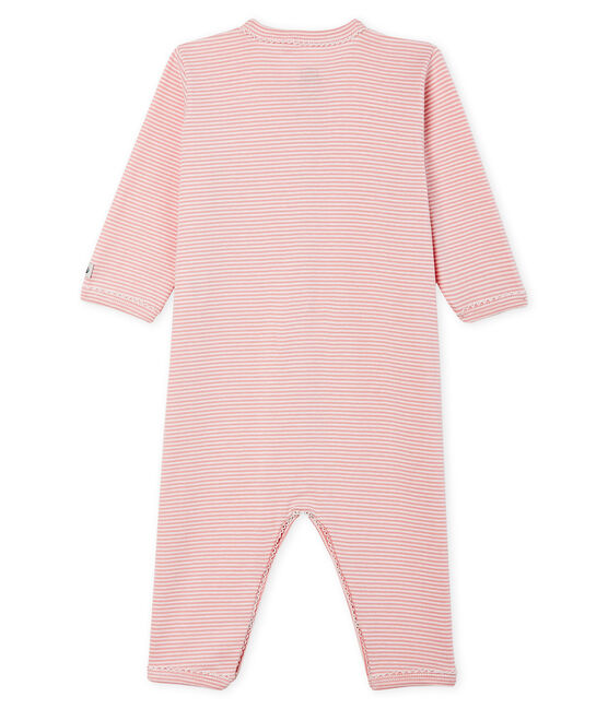 Dors bien sans pieds bébé fille en côte rose CHARME/blanc MARSHMALLOW