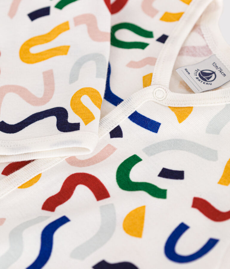 Pyjama sans pied imprim&eacute; phosphorescent en coton b&eacute;b&eacute; blanc MARSHMALLOW/blanc MULTICO