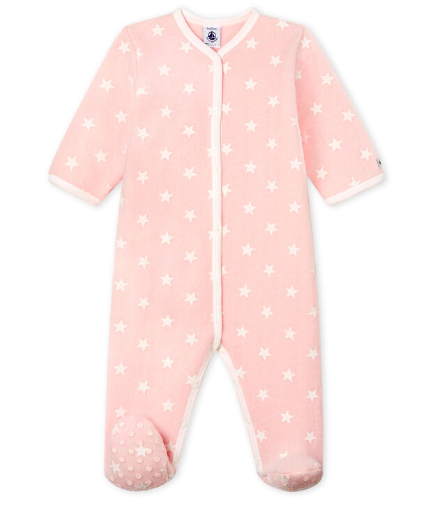 Surpyjama b&eacute;b&eacute; fille en polaire rose/blanc