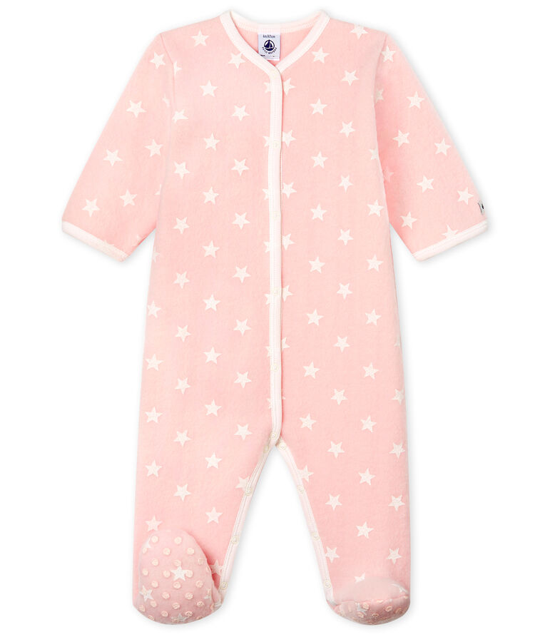 Surpyjama b&eacute;b&eacute; fille en polaire rose MINOIS/blanc MARSHMALLOW