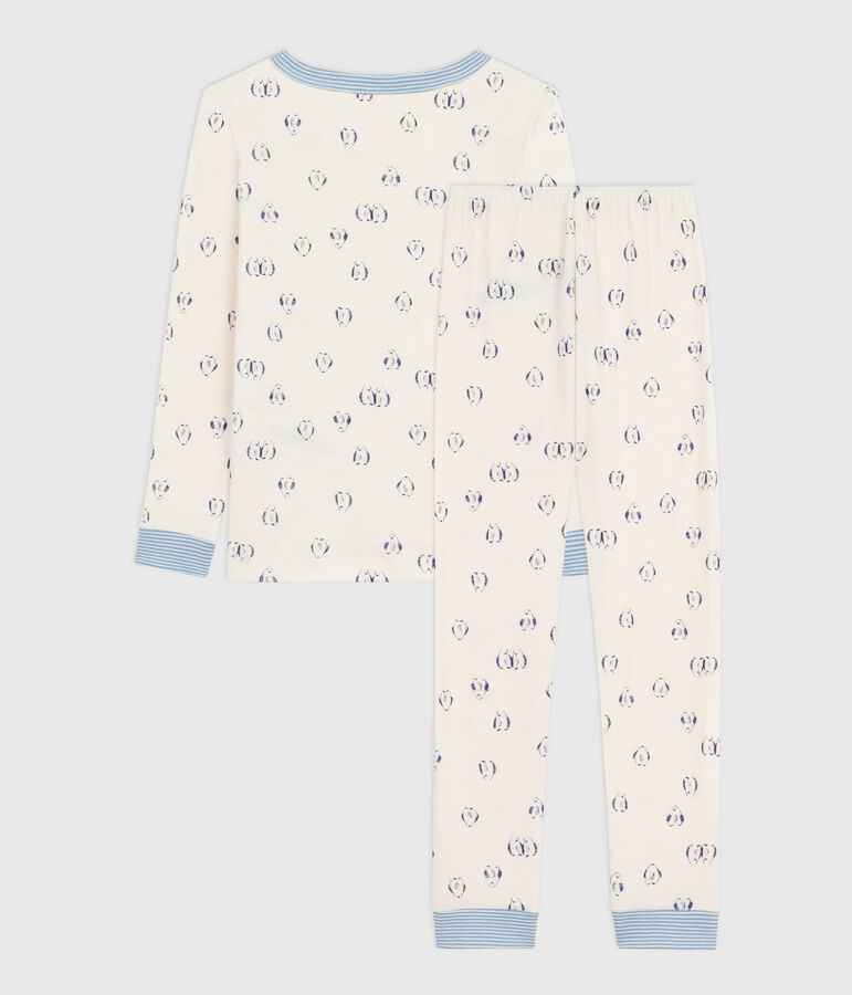 Pyjama enfant en coton tr&egrave;s ajust&eacute; imprim&eacute; bleu MILK/ SOIR
