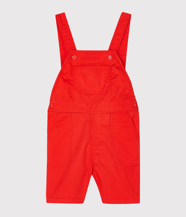 Salopette courte b&eacute;b&eacute; gar&ccedil;on rouge