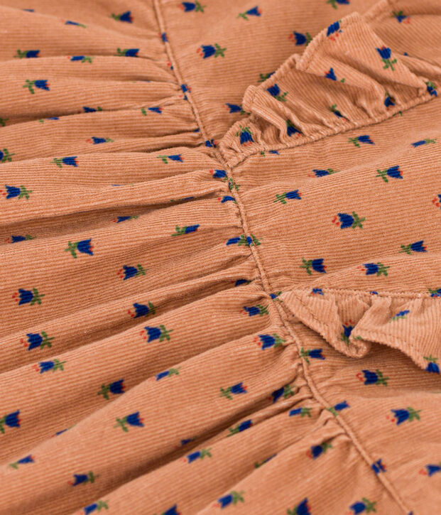 Robe manches longues en velours b&eacute;b&eacute; rose/multicouleur