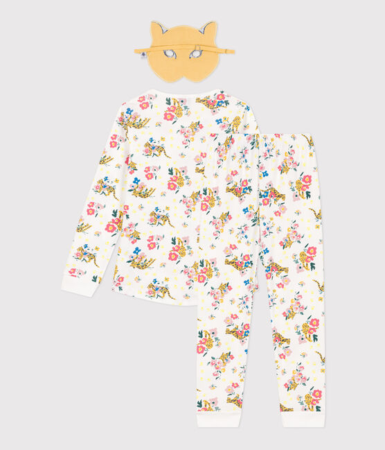 Pyjama déguisement phosphorescent imprimé avec masque panthère en coton enfant blanc MARSHMALLOW/blanc MULTICO