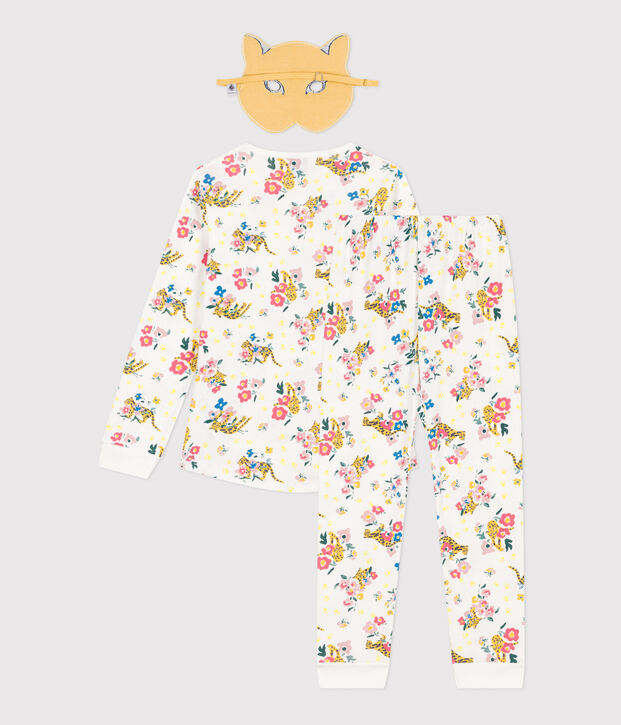 Pyjama d&eacute;guisement phosphorescent imprim&eacute; avec masque panth&egrave;re en coton enfant blanc/multicouleur