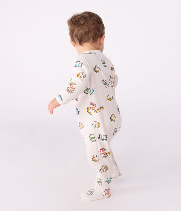 Pyjama b&eacute;b&eacute; en tubique imprim&eacute; blanc/multicouleur
