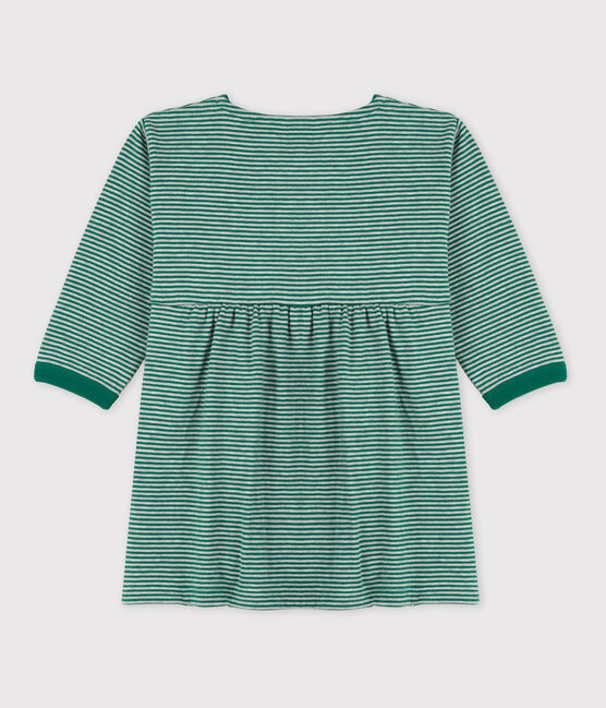 Robe manches longues rayée milleraies bébé en tubique EVERGREEN/ FUMEE