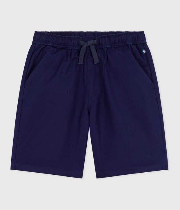 Bermuda short enfant en coton uni bleu marine