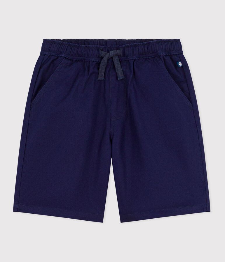 Bermuda short enfant en coton uni bleu SOIR