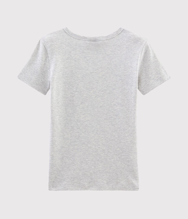 Tee shirt manches courtes iconique femme gris chin&eacute; clair