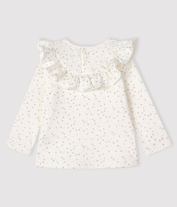 Blouse manches longues b&eacute;b&eacute; fille blanc/gris