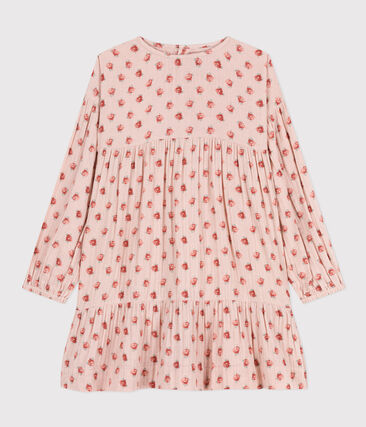 Robe manches longues en gaze de coton fleurie enfant fille