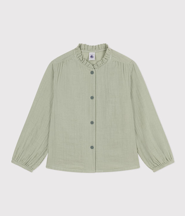 Blouse en gaze de coton enfant fille vert