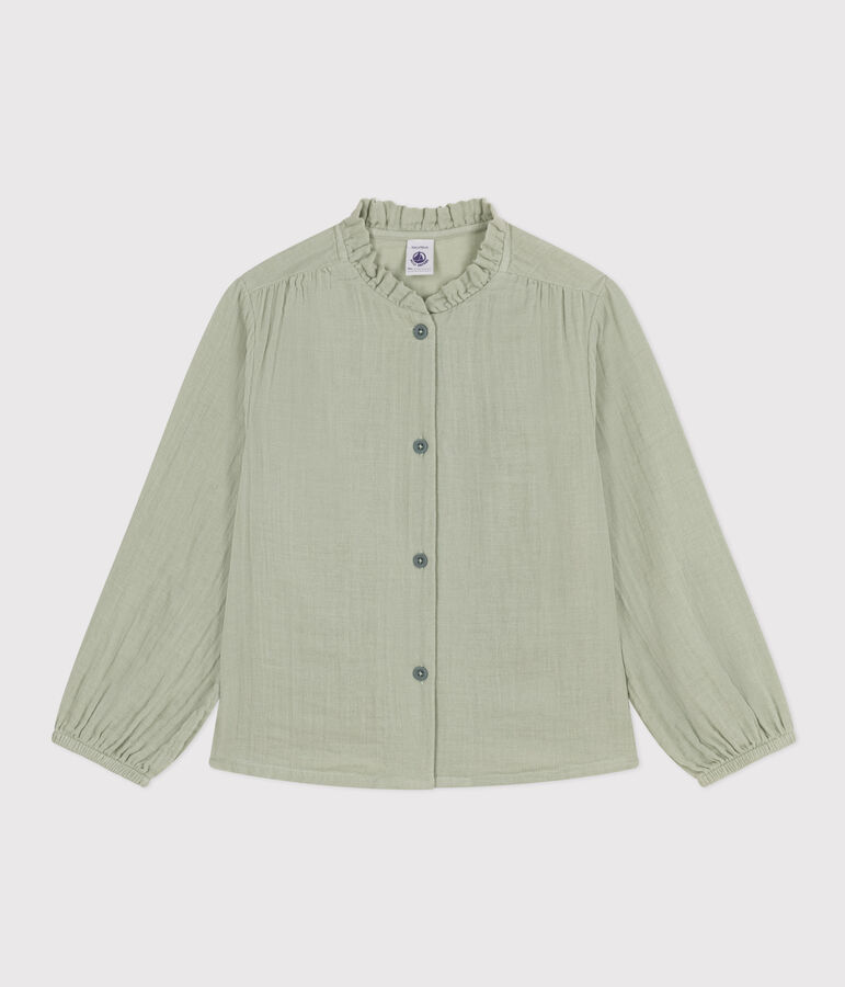 Blouse en gaze de coton enfant fille vert HERBIER