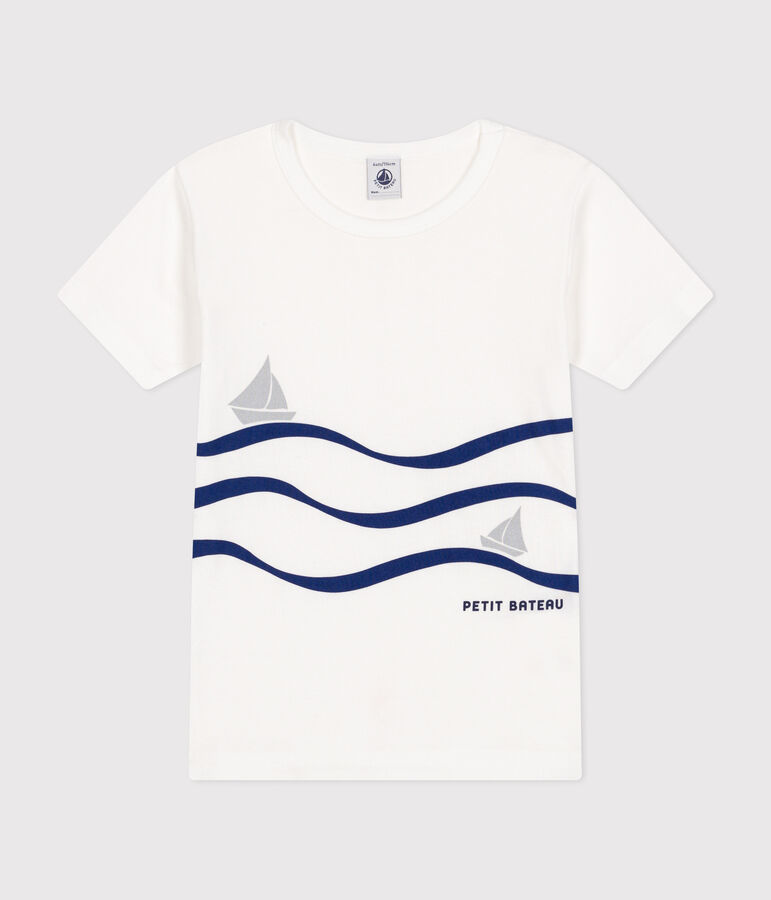 Tee-shirt manches courtes en coton enfant blanc ECUME