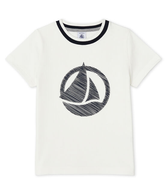 Tee-shirt manches courtes enfant garçon blanc MARSHMALLOW