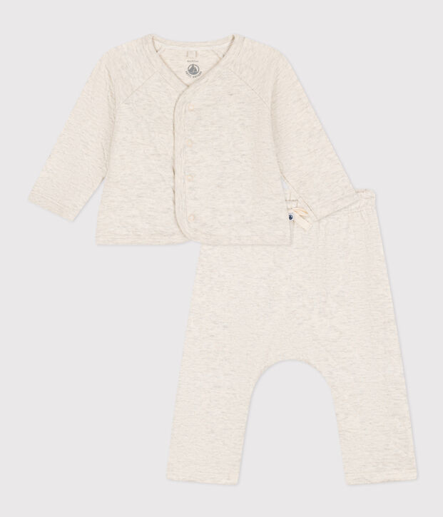 Ensemble en tubique matelass&eacute; b&eacute;b&eacute; beige chin&eacute;