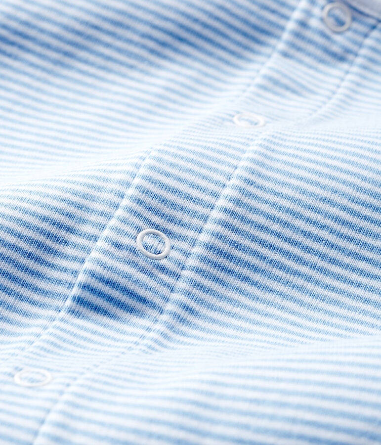 Bodyjama sans pieds b&eacute;b&eacute; fille en c&ocirc;te bleu ACIER/blanc MARSHMALLOW