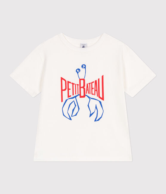 Teeshirt enfant en coton manches courtes imprimé blanc MARSHMALLOW