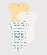 Lot de 3 bodies manches courtes en coton baleines bébé