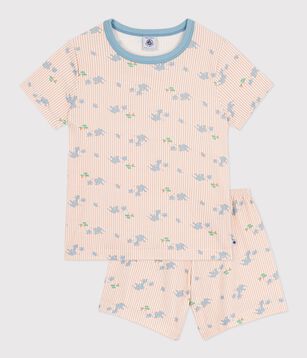 Pyjama short enfant en coton imprimé éléphants blanc/multicouleur